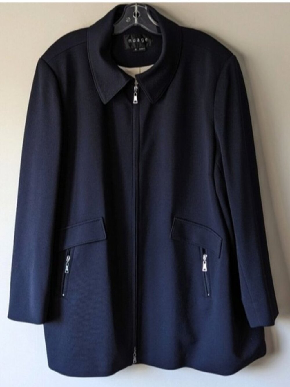 Nuage navy blue textured collared coat